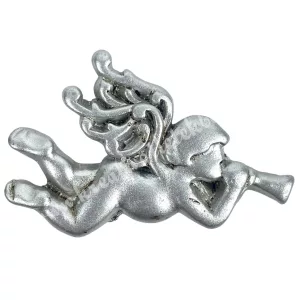 Ragasztható polyresin angyal, ezüst, 4x2,5 cm