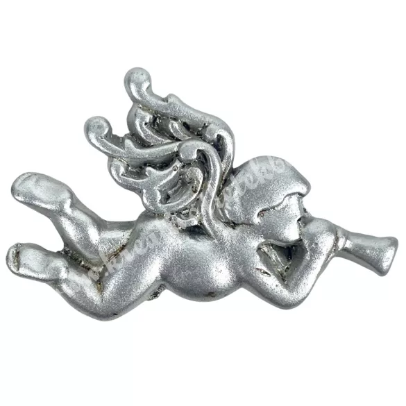 Ragasztható polyresin angyal, ezüst, 4x2,5 cm