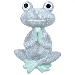 Polyresin jógázó béka, 14,5x19,5 cm