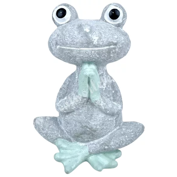 Polyresin jógázó béka, 14,5x19,5 cm