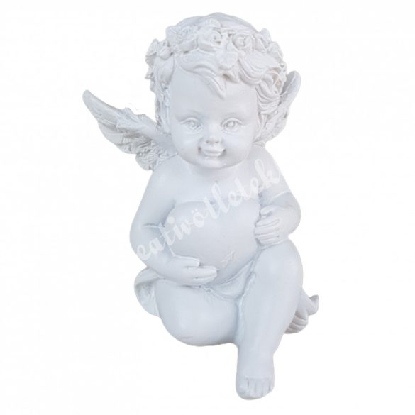 Polyresin angyal szívvel, 5x5,5 cm
