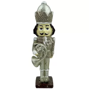 Polyresin diótörő kürttel, álló, 4,5x16 cm