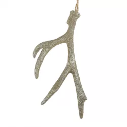 Akasztós dísz, agancs, csillámos pezsgő, 9,5x15 cm