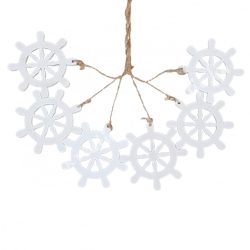 Akasztós dísz, hajókormány, fehér, kb. 22 cm