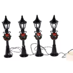   Kandeláber koszorúval, led világítással, 12 cm, 4 db/csomag