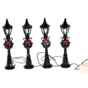 Kandeláber koszorúval, led világítással, 12 cm, 4 db/csomag