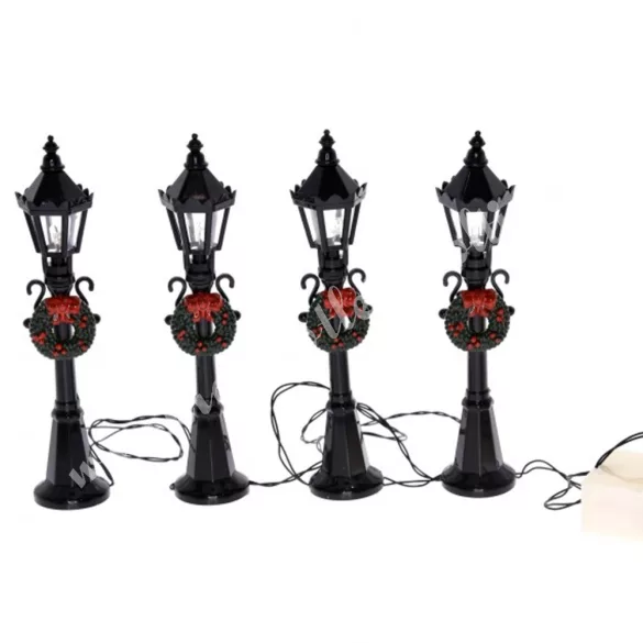 Kandeláber koszorúval, led világítással, 12 cm, 4 db/csomag