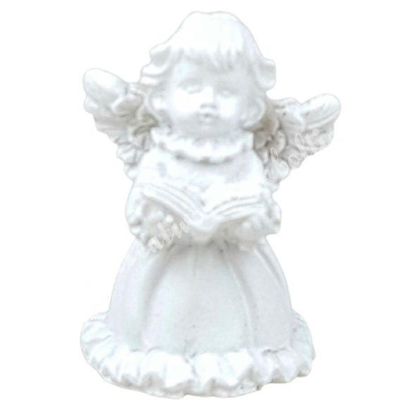 Fehér angyalka, könyvvel, 3,5x5 cm