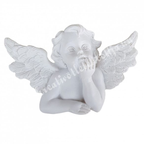 Polyresin angyal, álmodozó, 8x5 cm