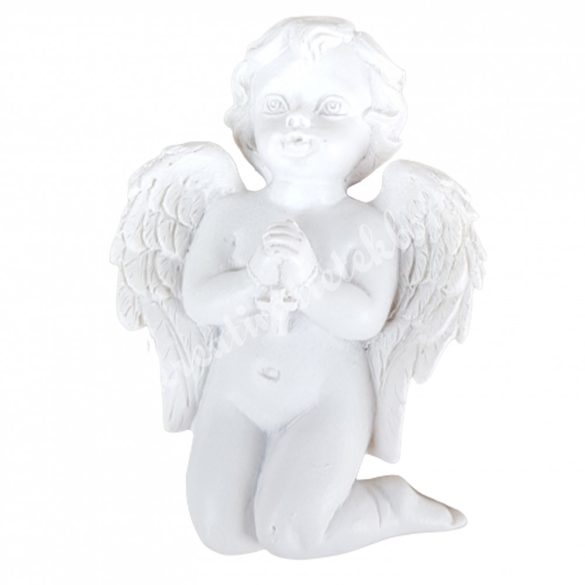 Polyresin angyal, imádkozó, kereszttel, 4,5x7 cm