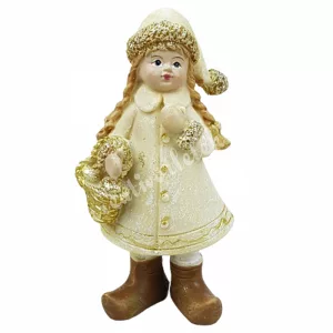 Polyresin kislány kosárral, 5x10,5 cm