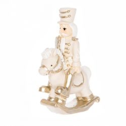 Diótörő lovon, krém, alabárddal, 6,5x9,5 cm