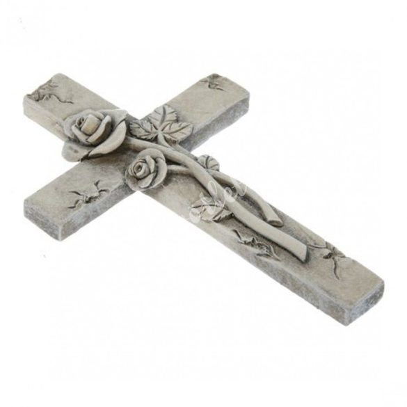Polyresin szürke kereszt, 7,5x11,5 cm