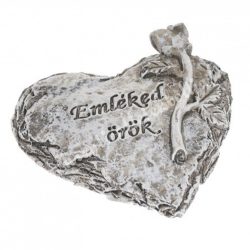 Polyresin szív, "Emléked örök", 7,5x8,5 cm