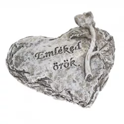 Polyresin szív, "Emléked örök", 7,5x8,5 cm