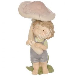 Polyresin kisfiú gombával, 10x19,5 cm