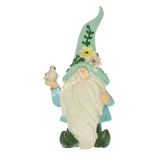 Polyresin manó, zöld sapkában, 5x9 cm