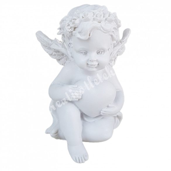 Polyresin angyal szívvel, 5x5,5 cm