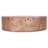 Karácsonyi szalag, Merry Christmas felirattal, 2,5 cm (32)