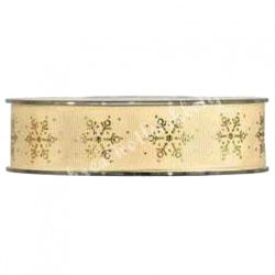 Karácsonyi szalag, 106., krém-arany, 2,5 cm