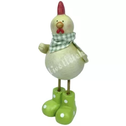 Polyresin tyúk csizmában, sárga, 4,5x11,5 cm