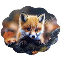 Dekor tábla, hullámos szélű, róka, 6x5 cm