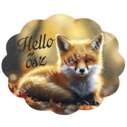 Dekor tábla, hullámos szélű, róka, 6x5 cm