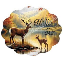 Dekor tábla, hullámos szélű, szarvas gidával, 6x5 cm