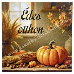 Dekor tábla, négyzet, tök, 5 cm