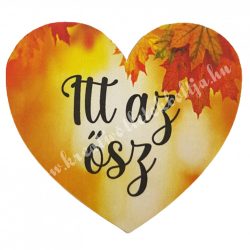   Dekor tábla, szív "Itt az ősz" felirattal, 6x5 cm