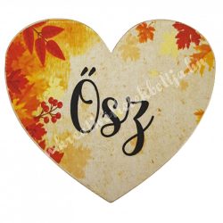 Dekor tábla, szív "Ősz" felirattal, 7,5x6,5 cm