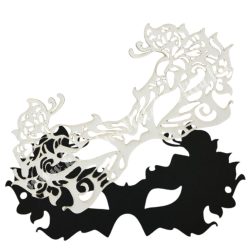   Dekorgumi dupla szemmaszk, pillangós, fekete-fehér,  23x11,5 cm