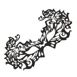 Dekorgumi szemmaszk, pillangós, fekete, 23x11,5 cm