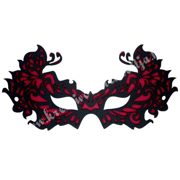 Dekorgumi dupla szemmaszk, pillangós, piros-fekete 
