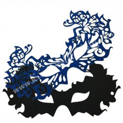   Dekorgumi dupla szemmaszk, pillangós, fekete-kék,  23x11,5 cm