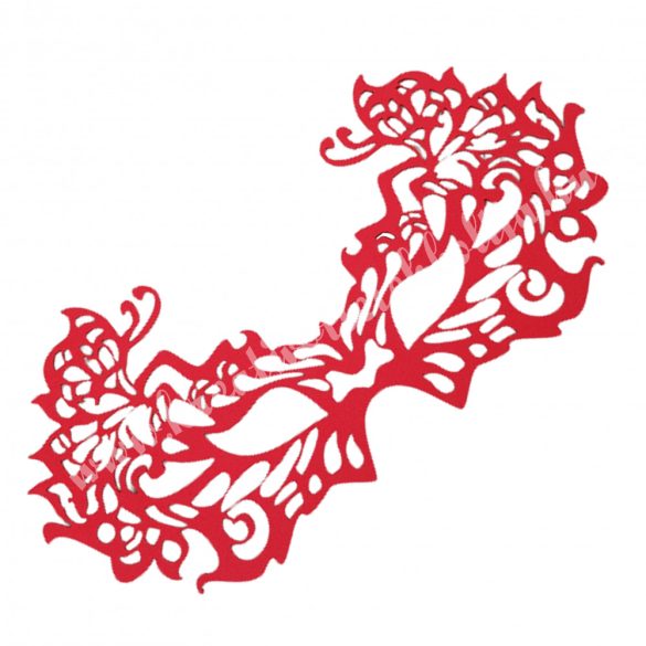 Dekorgumi szemmaszk, pillangós, piros, 23x11,5 cm