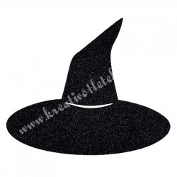 Dekorgumi boszorkány kalap, fekete, csillámos, 8x7 cm