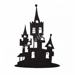 Dekorgumi kastély, fekete, csillámos, 7,5x11 cm