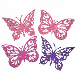 Dekorgumi pillangók, rózsaszín-lila, 17 cm