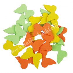 Dekorgumi pillangók, sárga-zöld, 2 cm, 20 db/csomag
