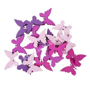 Dekorgumi pillangók, rózsaszín-lila, 2 cm, 20 db/csomag