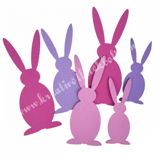 Dekorgumi nyuszik, pink-lila-rózsaszín, 6 db/csomag