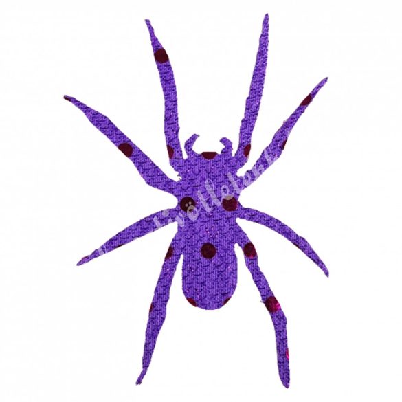 Dekorgumi pók, lila, flitteres, 6,5x9 cm