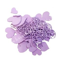 Dekorgumi szív csomagban, vegyes méret, lila, 44 db/csomag