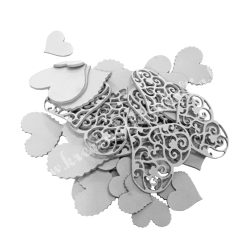   Dekorgumi szív csomagban, vegyes méret, szürke, 44 db/csomag