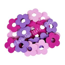 Dekorgumi virágok, rózsaszín-lila, 2 cm, 20 db/csomag
