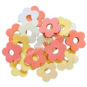 Dekorgumi virágok, sárga-narancs, 2 cm,  20 db/csomag