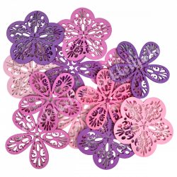 Dekorgumi virágok, rózsaszín-lila, 9 cm, 12 db/csomag