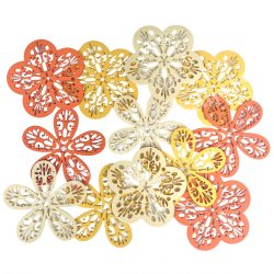 Dekorgumi virágok, sárga-narancs, 9 cm, 12 db/csomag