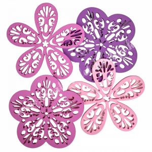 Dekorgumi virágok, rózsaszín-lila, 19 cm